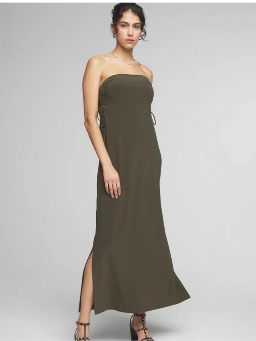 White House Black Market Olive Strapless Maxi Dress/skirt